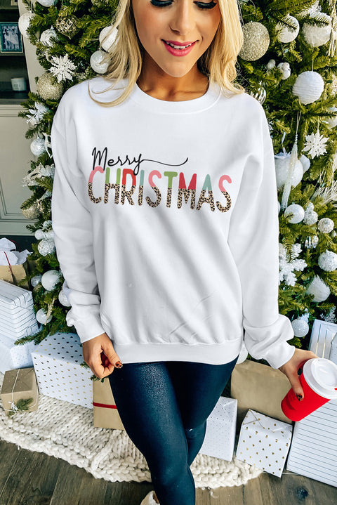 MERRY and BRIGHT Leopard Print Pullover Sweatshirt