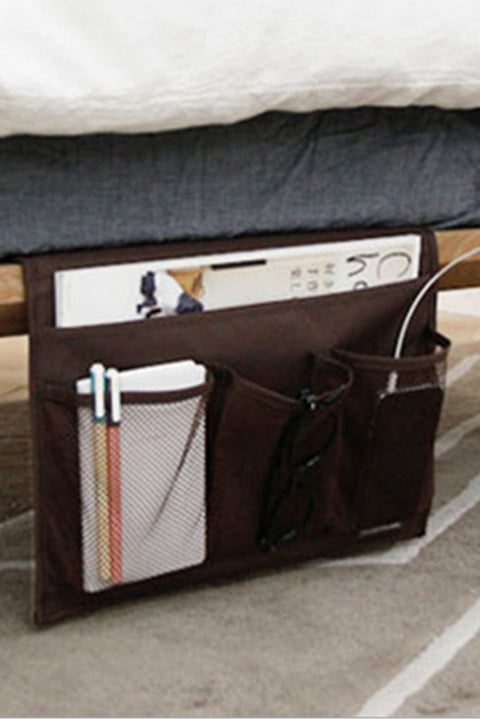 Coffee Canvas Bedside Storage Hanging Bag