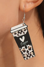 Black Leopard Coffee Print Beverage Cup Shape Earrings