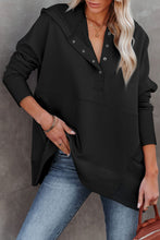 Batwing Sleeve Pocketed Henley Hoodie