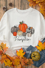 Beige Rhinestone Pumpkin Graphic Crewneck Thanksgiving Sweatshirt