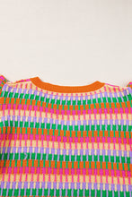 Orange Multicolor Flutter Sleeve Knitted Sweater Top