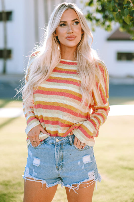 Stripe Long Sleeve Knitted Sweater