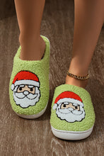 Blackish Green Christmas Santa Claus Print Plush House Slippers