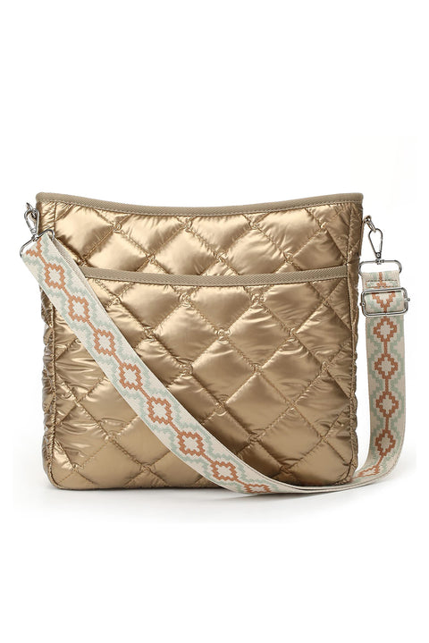 Gold Quilted Large Capacity Shoulder Bag