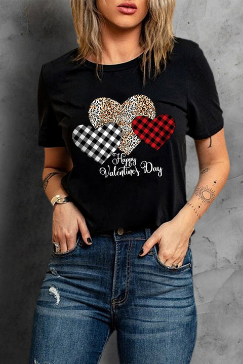 Camiseta con estampado de corazón y lentejuelas