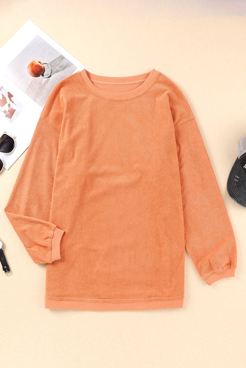 Orange JOLENE Ribbed Corded Oversized Sweatshirt