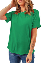 Bright Green Casual Plain Crew Neck Tee