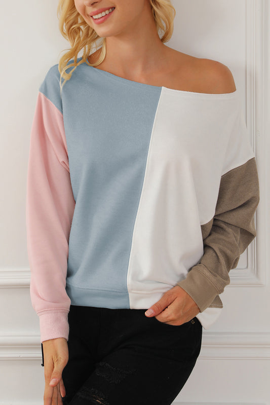 Multicolour Colorblock Dolman Sleeve Sweatshirt