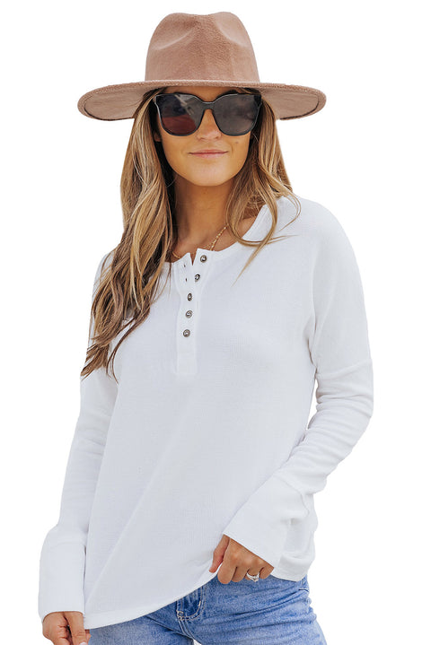 Top henley de punto gofre