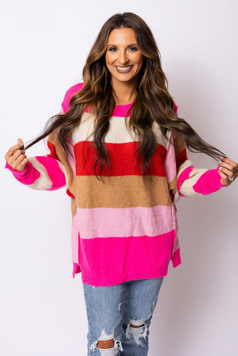 Mix Horizon Stripes Dolman Sleeve Sweater