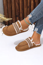 Chestnut Suede Wavy Striped Plush Lined Home Slippers