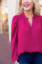 V Neck Bubble Sleeve Blouse