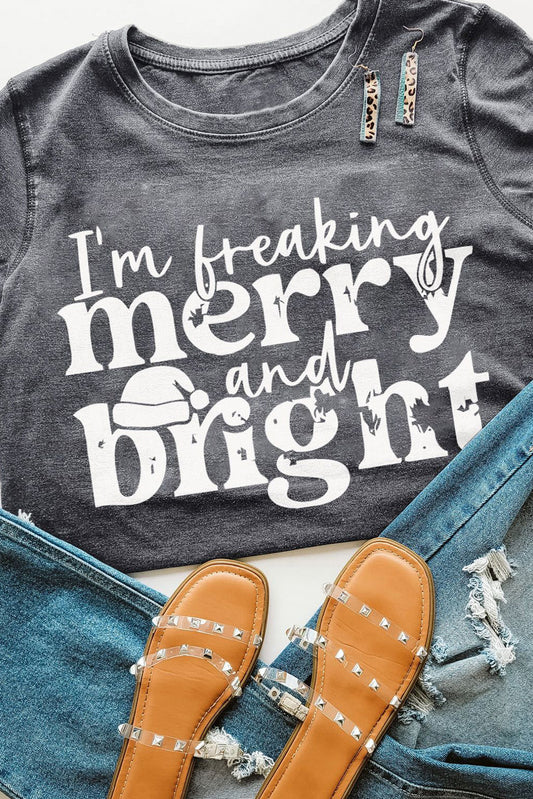 Camiseta con gráfico "I'm Freaking Merry And Bright"