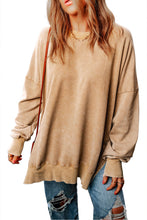 Grapefruit Orange Drop Shoulder Ribbed Trim Oversized Sweatshirt