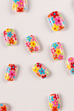 Pink 24pcs Cute Flowers Print Press On False Nails