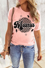 Pink Mama Checkered Print Crew Neck T Shirt