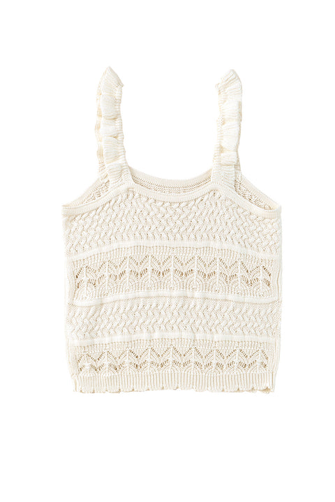 Ruffle Straps Crochet Knit Tank Top