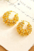 White Rhinestone Spiral Plated Alloy Hook Earrings