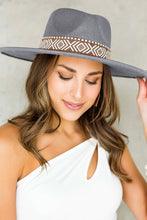 Brown Aztec Embroidery Retro  Flat Fedora Hat