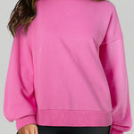 Bonbon Solid O Neck High Low Hem Pullover Sweatshirt