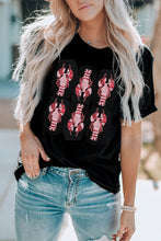 Black Sequin Crawfish Graphic Western Fashion T Shirt