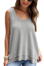 Philippine Gray Scoop Neck Waffle Knit Flowy Vest