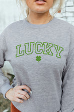 LUCKY Clover Embroidered Pullover Sweatshirt