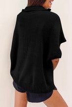 Black Quarter Zip Short Batwing Sleeve Sweater