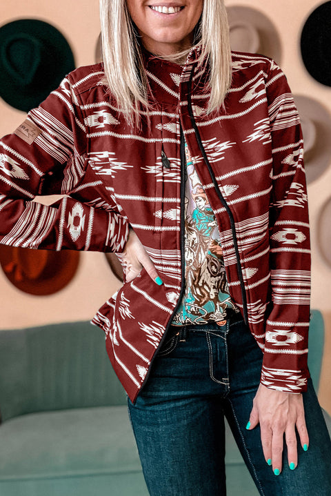 Ruby Western Aztec Print Zipped Jacket