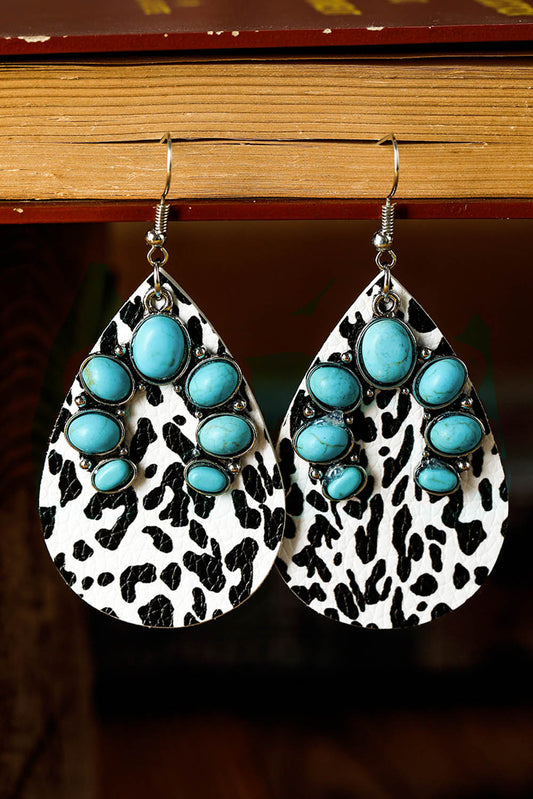 Multicolor Western Turquoise Cow Spots Water Drop Earrings