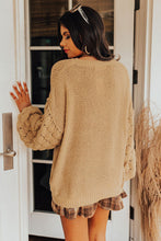 Hollowed Bubble Sleeve Knit Sweater