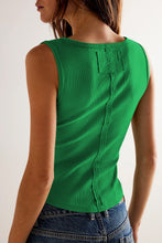 Dark Green Ribbed Exposed Seam Cropped Tank Top