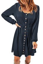 Button Up High Waist Long Sleeve Dress