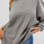 Gray Thermal Pullover Loose Sweatshirt