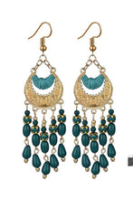 Light Blue Boho Beaded Tassel Alloy Charm Earrings