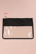 Black TEACH Glitter Chenille Clear PVC Makeup Bag