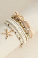 White 7pcs Bohemian Shell Starfish Beaded Bracelets