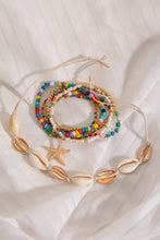 Multicolour 7pcs Starfish Seashell Beaded Bracelet Set