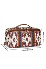 Light French Beige Boho Geometric Print Makeup Bag with Handle