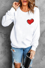 Heart Shaped Embroidered Pullover Sweatshirt