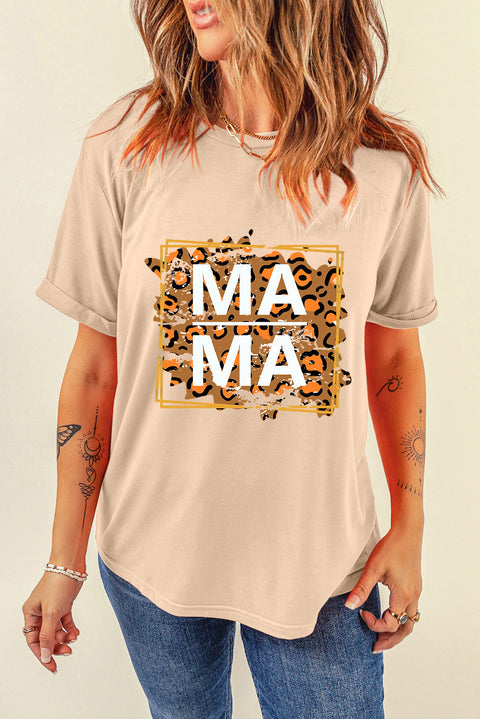 Khaki Leopard MAMA Graphic T Shirt