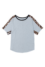 Leopard Splicing O-neck Short Sleeve T Shirt