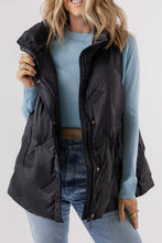 Black Quilted High Neck Zip Up Jacket Vest