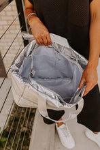 Silvery Solid Zipper Puffer Large Tote Bag