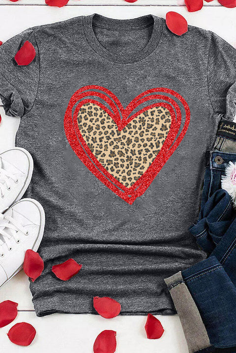 Camiseta con estampado de corazón y lentejuelas