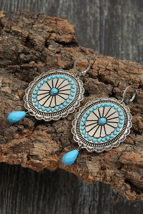 Sea Green Western Retro Turquoise Dangle Earrings