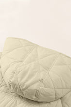 Beige Quilted Snap Button Hooded Coat