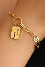 Gold GOOD LUCK Smile Face Adjustable Chain Bracelet