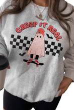 Light Grey Creep It Real Ghost Print Plus Size Sweatshirt